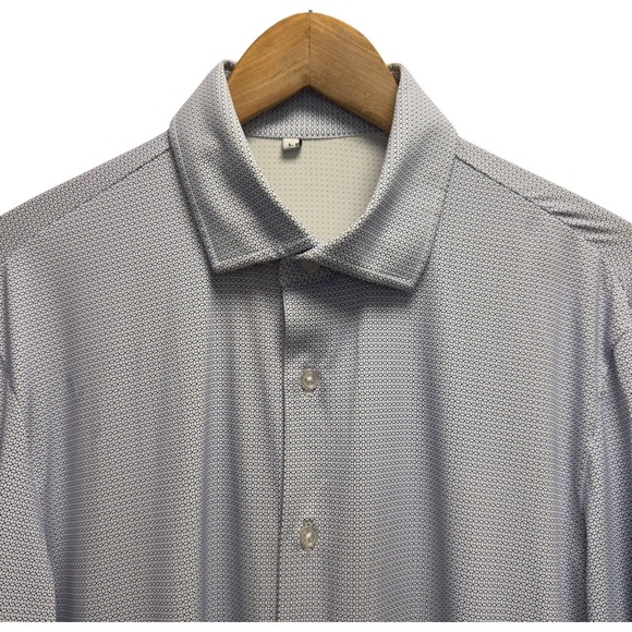 liberty Other - State & Liberty Men's Large White/Blue Geometric Polka Dot Performance Shirt euc